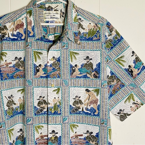 Vintage Men’s Reyn Spooner Dietrich Varez Father Damien Hawaiian Aloha Shirt XXL - Picture 1 of 11